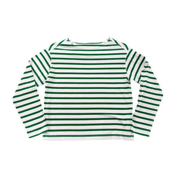 Everlane Tops - Everlane Breton Stripe Long Sleeve Boat Neck Tee Green White Womens Small